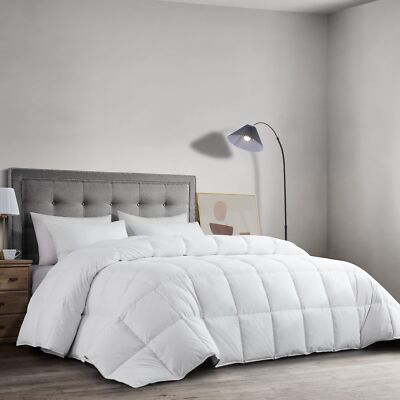 HOMBYS Feather and Down Comforter, Oversized King Comforter 116 x 98, White E...