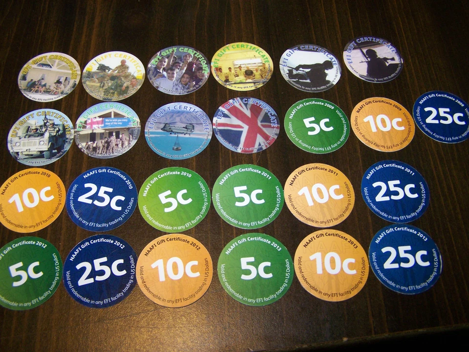 10 of the 11  NAAFI & EFI,UK  Pogs  Sets 1st 2nd,3rd,4th,DD & Euro ,. EFI Pogs - Image 4 of 4