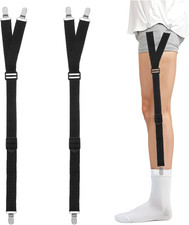 2PCS Shirt Stays For Men Elastic Non Slip Locking Clamps Adjustable Military