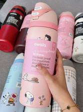 Pink Owala Snoopy 32oz Stainless Steel Insulated Water Bottle Flip Lid NWT