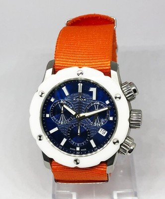 EDOX Chronoffshore-1 Quartz Diver Watch. 40mm Case. Blue Dial. WR 300M. Men`s.