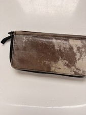 Women  s Zip-Around Wallet w/ Zipper, Credit Card Slots, Solid Brown/Beige
