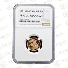 1991 Elizabeth II Gold Proof Half Sovereign NGC PF70 Ultra Cameo