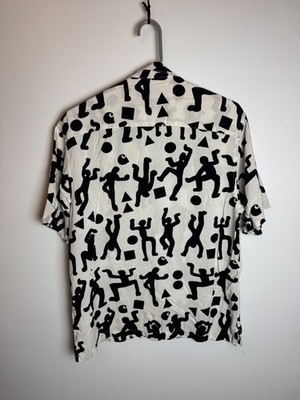 Carhartt Work In Progress Short Sleeve Button Shirt Black/White Abstract Print S