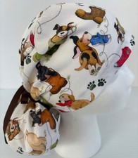 Puppy Print Medical Ponytail Pouch Surgery Scrub Cap Chef Hat