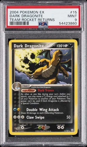 2004 POKEMON EX TEAM ROCKET RETURNS #15 DARK DRAGONITE PSA 9
