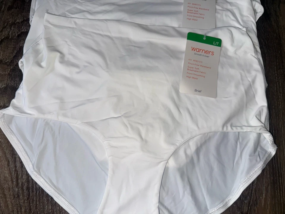 Warners ~ Womens Brief Underwear Panties Nylon Smooth Over High Waist 3-Pair ~ L - Image 2 of 4
