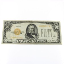 Series of 1928 $50 Gold Certificate United States Note No Reserve #C826-2