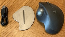 Logitech MX Ergo Wireless Trackball Mouse, Bluetooth, Tested, W/ Cord And Plate