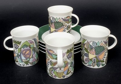 Rosenthal 4 x Vintage Espressotasse + Untertasse KORSO 4043 Design Cuno Fischer