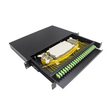 24 Port 1u 19" LC/APC Fiber Patch Panel Fully Populated Single Mode Fiber Box