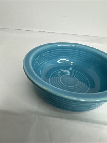 2 Lot Fiesta Ware Blue 4.75 in Fruit Bowl Custard Dessert Cup VTG 1970s MCM Flaw - Picture 6 of 11