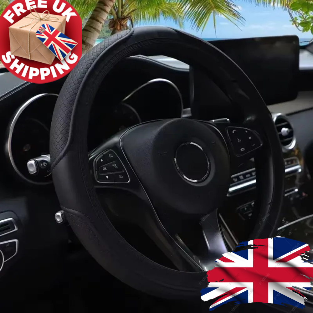 3D Embossed Artificial Leather Steering Wheel Cover