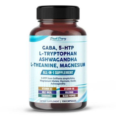 GABA 5-HTP Relaxation Complex Supplement, 150 Capsules, Non-GMO, Gluten Free Cal