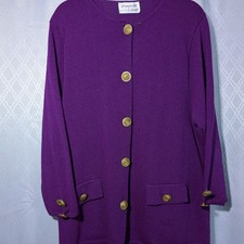 Vintage Danielle by Laura Purple Cardigan Gold Button Sweater Made USA