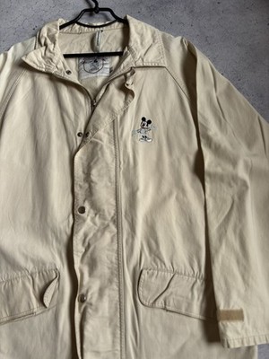 Vintage Rare Disney Mickey Mouse Teflon Jacket L Beige Embroidered