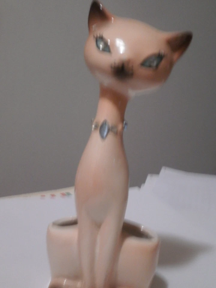 Jeweled Vintage Siamese Cat Porcelian Lipstick Holder Numbered Rare Vintage - Image 2 of 4