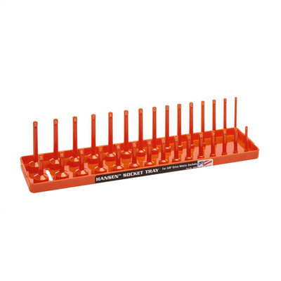 Hansen Global 3/8 Inch Metric 2 Row Regular/Deep Socket Holder Tray - Color Oran