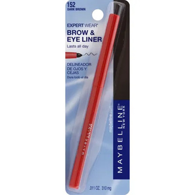 New Sealed Maybelline Expert Wear Brow & Eyeliner Pencil Dark Brown 152