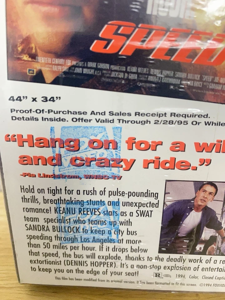 Speed VHS SEALED Watermarks Hype Fox Video Keanu Reeves Dennis Hopper - Image 3 of 4