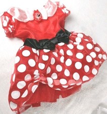 Disney Minnie Mouse Girls 2T Layered Dress Red White Polka Dot Black Bow Tutu
