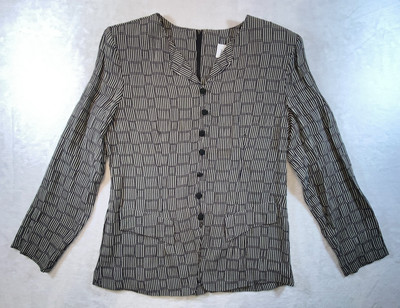 Vintage DJ Summers Blazer Jacket Womens M Batik Faux Button Up USA Made