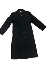 Harvé Benard Holtzman Black Wool Full Length Long Sleeve Peak Collar Coat Size 8