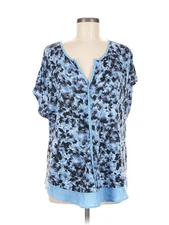 H By Halston Women Blue Short Sleeve T-Shirt M