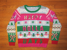 P/O Juniors Size L 11-13 No Boundaries Happy Holidays Ugly Christmas Sweater