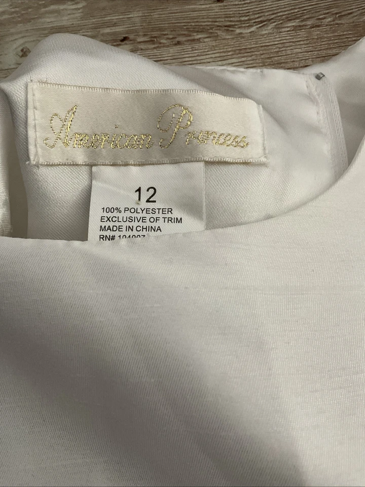 Vestido Princesa Americana Niñas Talla 12 Blanco Lavanda Rayas Fiesta Formal Lazo Foto 4 de 4