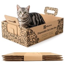 3-Pack Disposable Cat Litter Box, Waterproof  Leak-Resistant Cardboard, Fold...