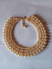 Vintage 4 Strand elegant Faux Pearl Necklace Choker - 1980's