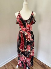 Express Floral Midi Dress XS Petite Boho Cottagecore Romantic Wedding Guest