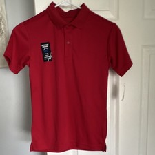 Nautica Boys Red Polo Shirt M 10/12 Moisture Wicking UPF 50 Uniform