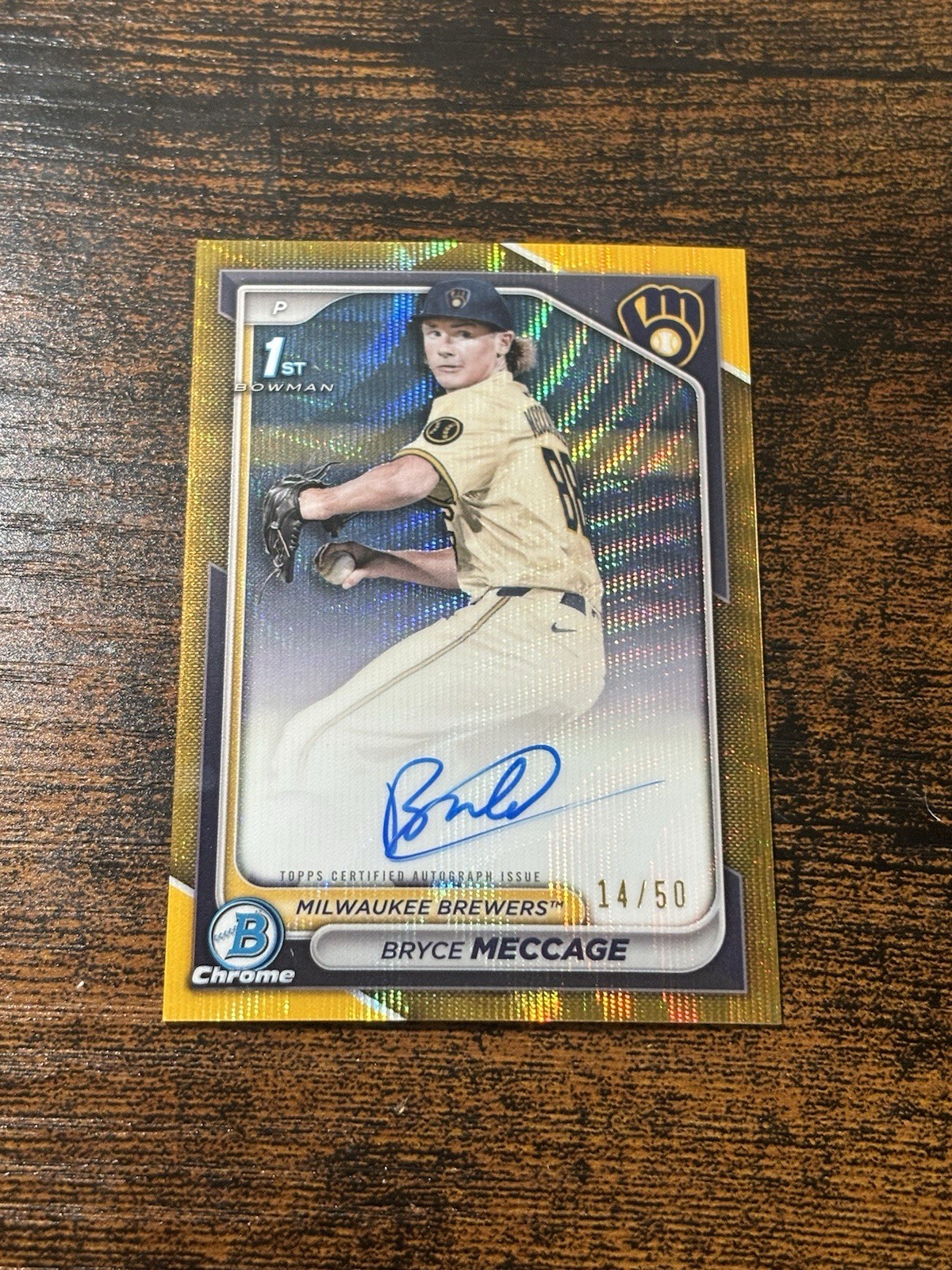 2024 Bowman Draft Chrome Prospect Gold Wave #CPA-BME Bryce Meccage 1st Auto /50