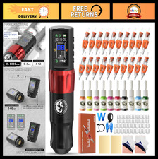 Wireless Tattoo Gun Kit - Cordless Tattoo Pen Machine with Ink for Artists & Beg