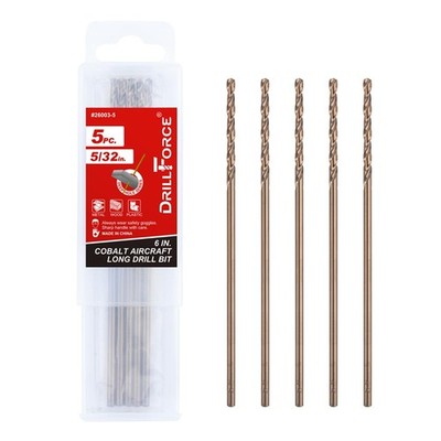 5 PCS 5/32 Inch x 6 Inch Cobalt Aircraft Extension Drill Bits Extra Long M35