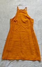 Calvin Klein Women's Orange Halter Shift Dress Lined Zip Back Size 6