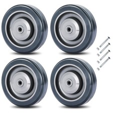 FLKQC 4 Pack Shopping Cart Replacement Wheels Kit 5" Diameter 5 inch, Grey