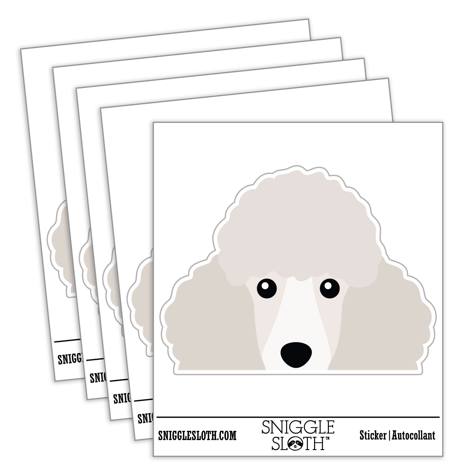 Peeking White Poodle Dog Waterproof Vinyl Decal Sticker Set - 5 Pack