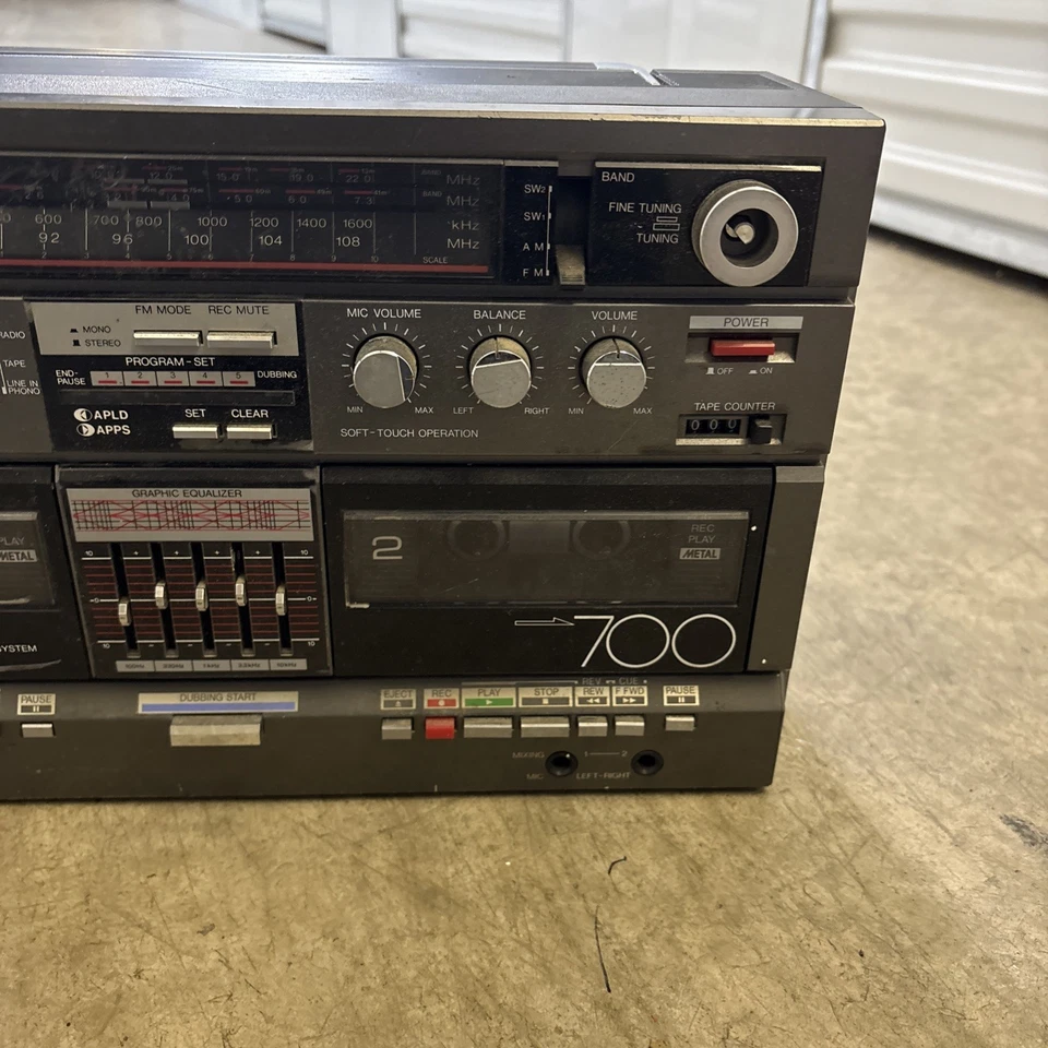 ALTAVOCES BIDIRECCIONALES SHARP GF-700ZD DE COLECCIÓN AÑOS 80 BOOMBOX ESTÉREO CUBIERTA DE CINTA SIN PROBAR Foto 4 de 4