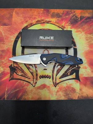 Ruike Fang P105 Linerlock Blue Black G10 Stainless Satin Folding Knife P105Q
