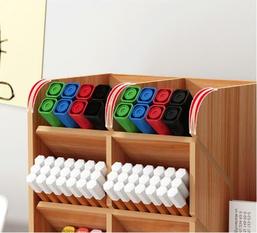 Office Wooden Desk Storage Container Pen Pencil Folder Holder DIY GIFT - Picture 12 of 14