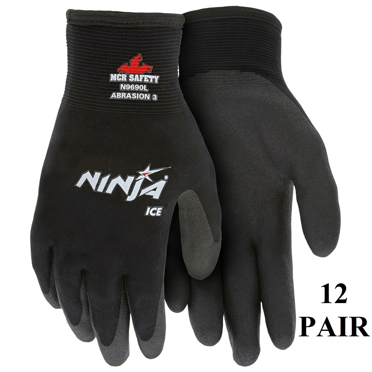 12- Ninja Ice Insulated Cold Weather Warm Winter Safety Palm Coated WORK GLOVES