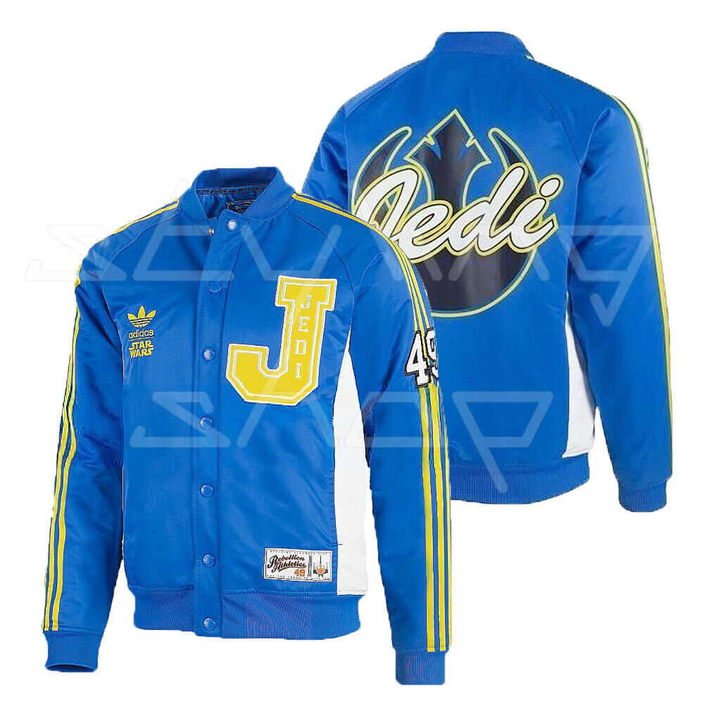 New Adidas Original StarWars Jedi Varsity Coat Hoodie Blue New Adidas Original StarWars Jedi Varsity Coat Hoodie Blue