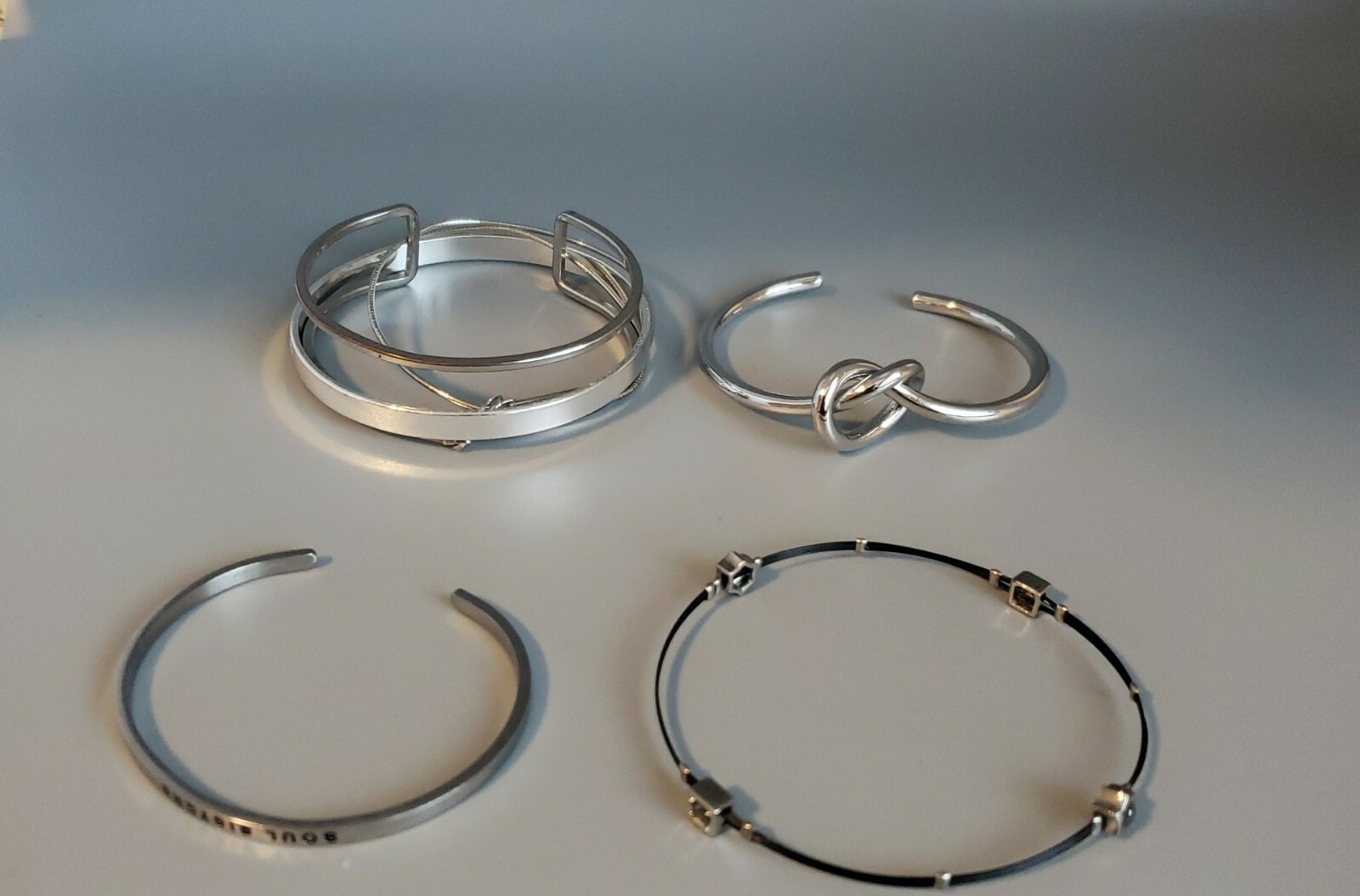 Lot 6 BRACELETS Bangles: Silver, Miscellaneous St… - image 1