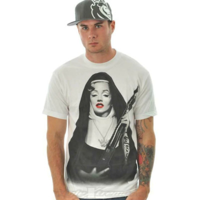 Mafioso Sister Monroe White Mens T-Shirt Guns Girls Ammunition Tattoo Clothing