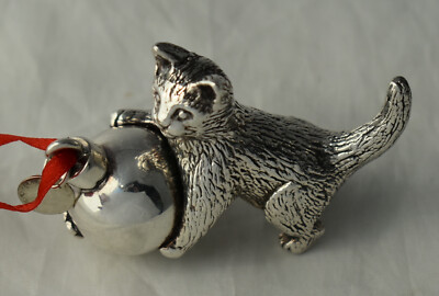 NEIMAN MARCUS  J Reed Sterling Silver KITTEN Christmas Ornament 3D Scarce