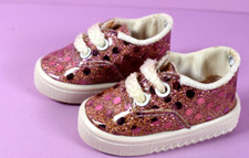BJD Doll Shoes PINK SPARKLING TENNIS SHOES L. 7.5CM SEE FULL MEASUREMENTS