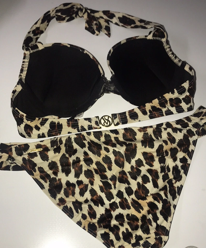 Bikini Victoria's Secret Swim BOMBSHELL Add-2 Cup 34B Mediano Estampado Animal Leopardo Foto 3 de 4